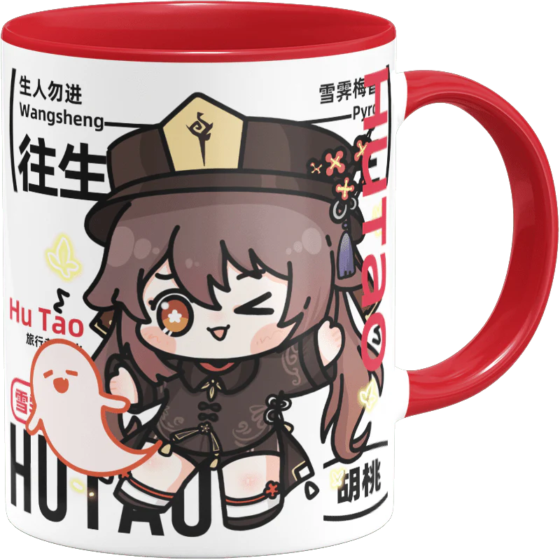 Genshin Impact Comic Style Cute Character Ceramics Mug - Hutao - Image 5