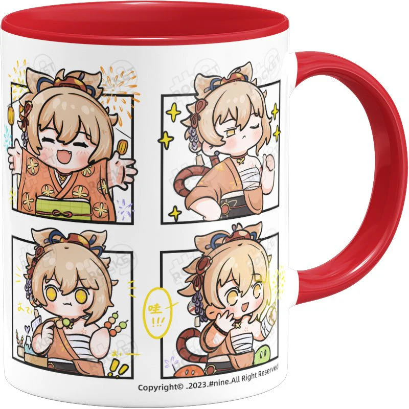Genshin Impact Comic Style Cute Character Ceramics Mug - Yoimiya (Four Frame) - Image 5