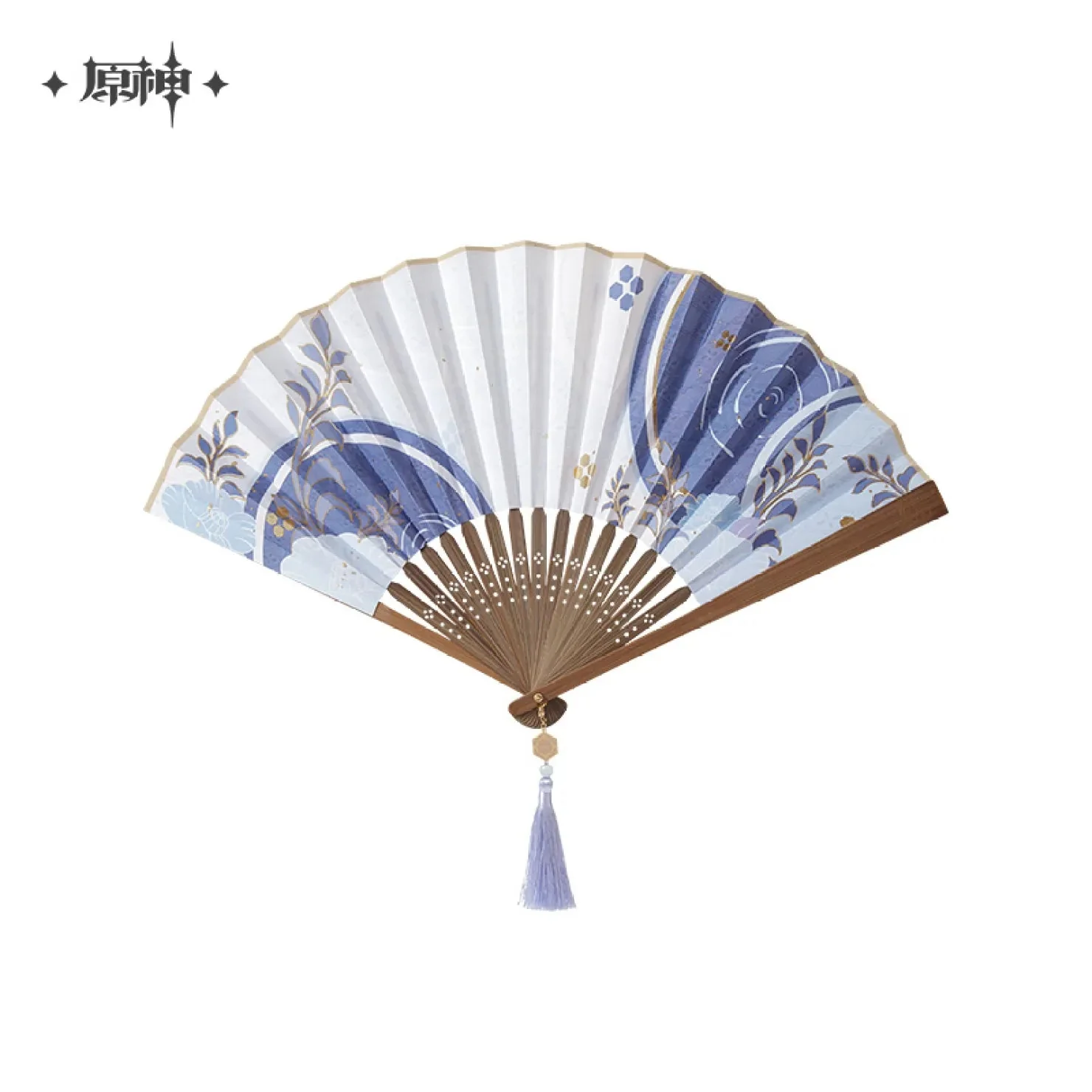 [OFFICIAL] Genshin Impact Kamisato Ayato Impression Series Accessories - Gold-Printed Silk Folding Fan - Image 6