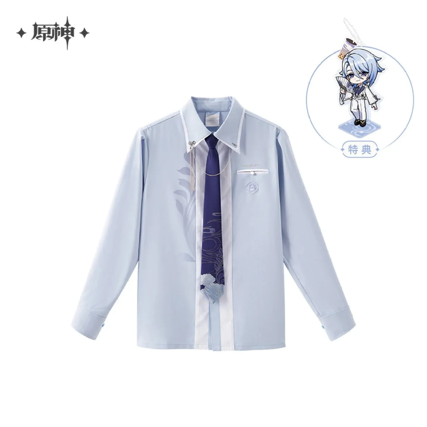 [OFFICIAL] Genshin Impact Kamisato Ayato Impression Series Apparel - Color Blocked Tie Front Shirt - Image 6