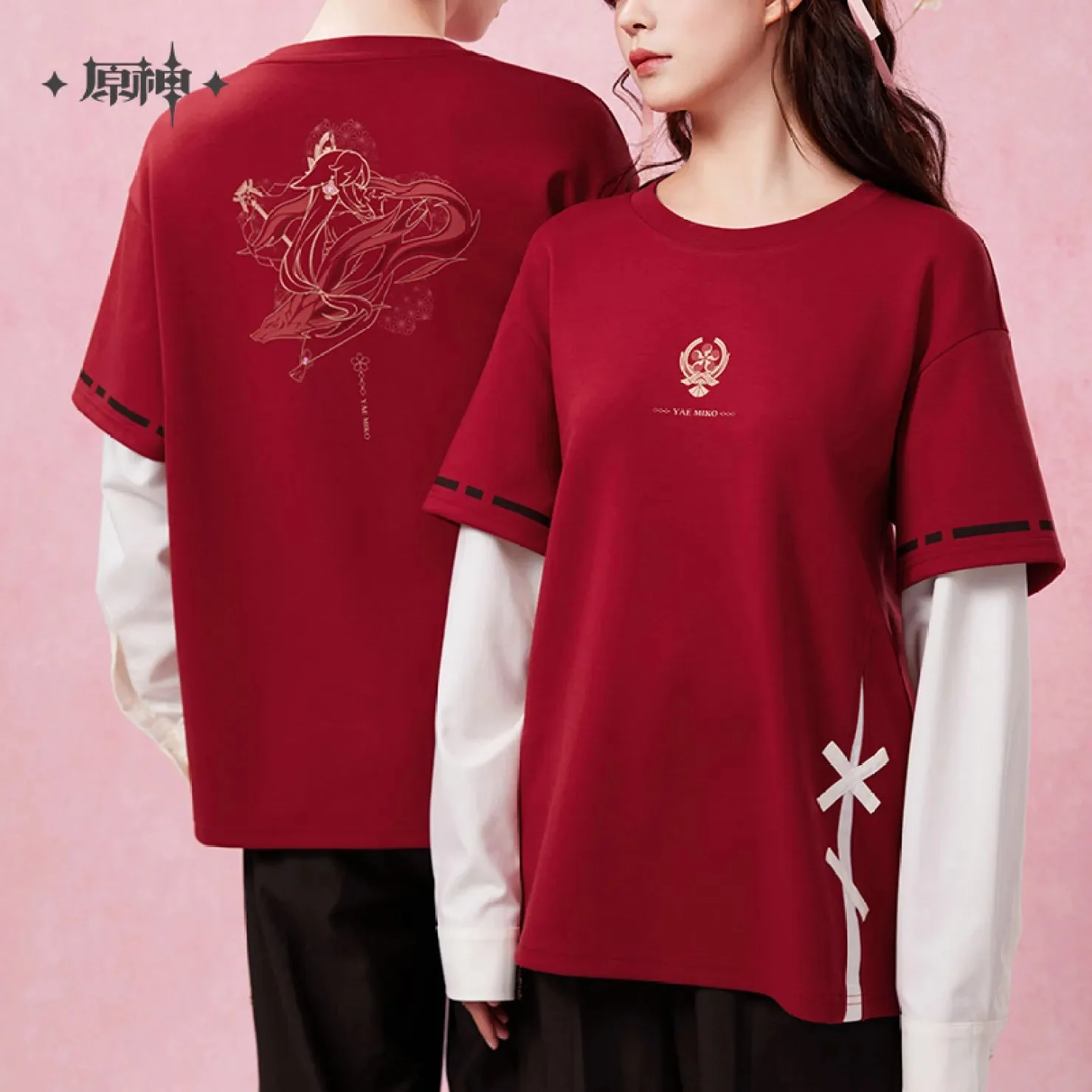 [OFFICIAL] Yae Miko Impression Series - Patchwork Long Sleeved T Shirt - Image 2