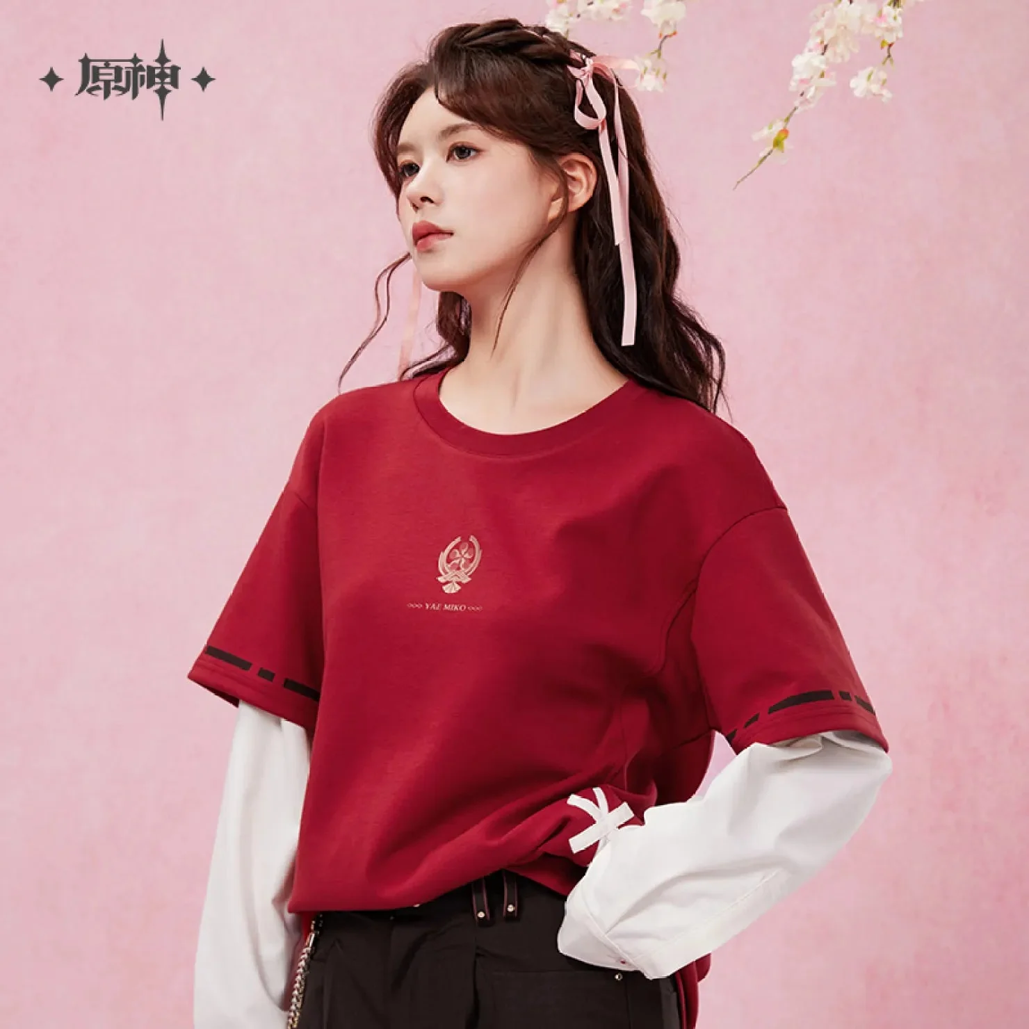 [OFFICIAL] Yae Miko Impression Series - Patchwork Long Sleeved T Shirt - Image 3